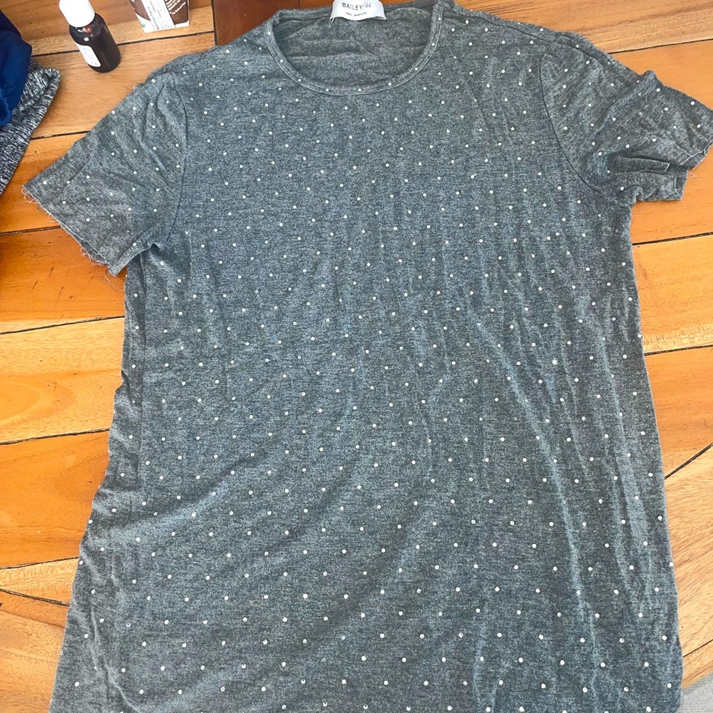 BAILEY 44 grey rhinestone tshirt